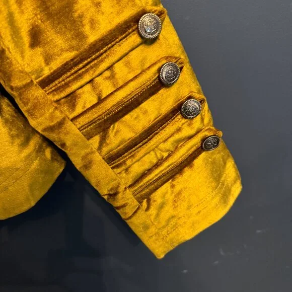 Free People Military Gold Orange Yellow Velvet MilitaryJacket Size Medium M - Picture 10 of 10